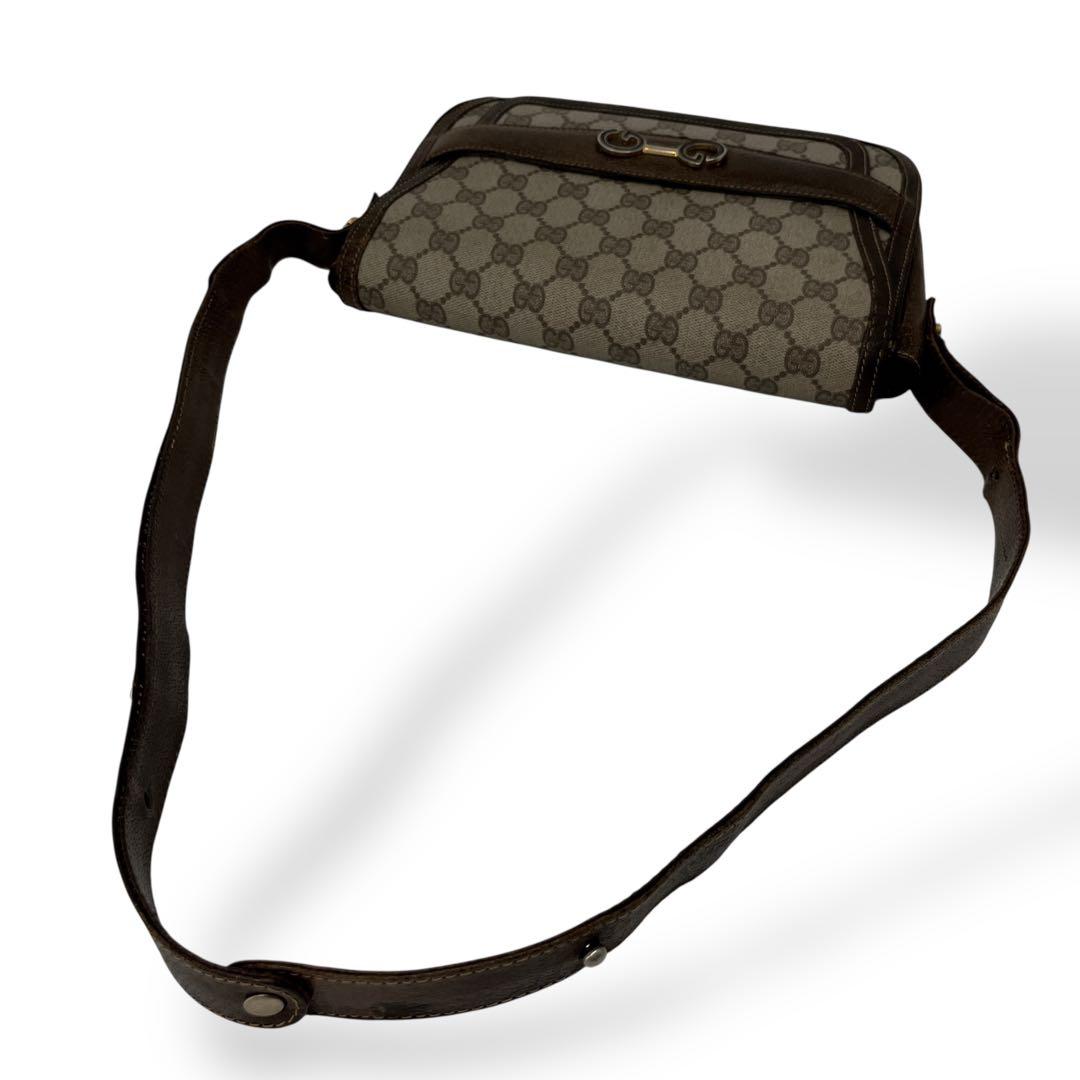 オールドグッチ　ショルダーバッグ　GGスプリーム　Gロゴ　ベージュ　PVCレザー