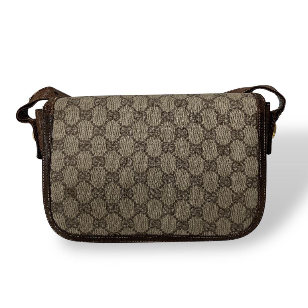 オールドグッチ　ショルダーバッグ　GGスプリーム　Gロゴ　ベージュ　PVCレザー