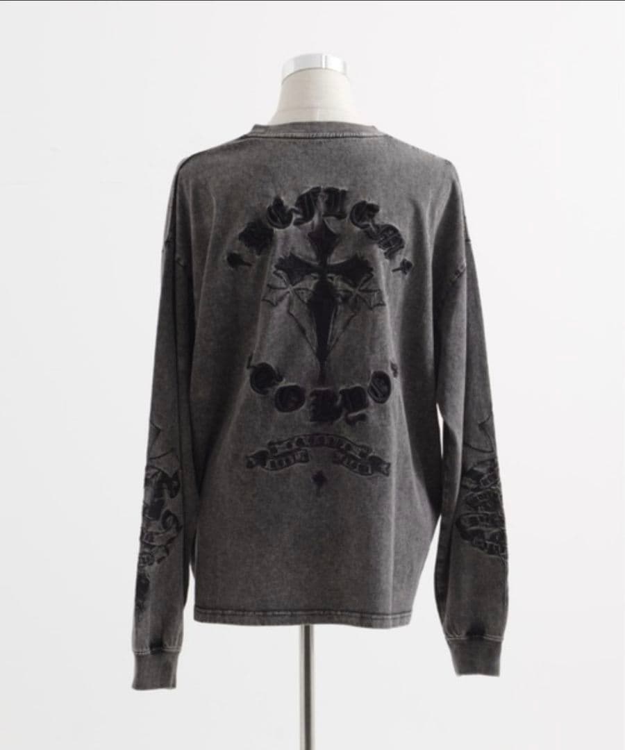 REFLEM クロス刺繍L/S Tee/ロングスリーブカットソー ロンT グレー