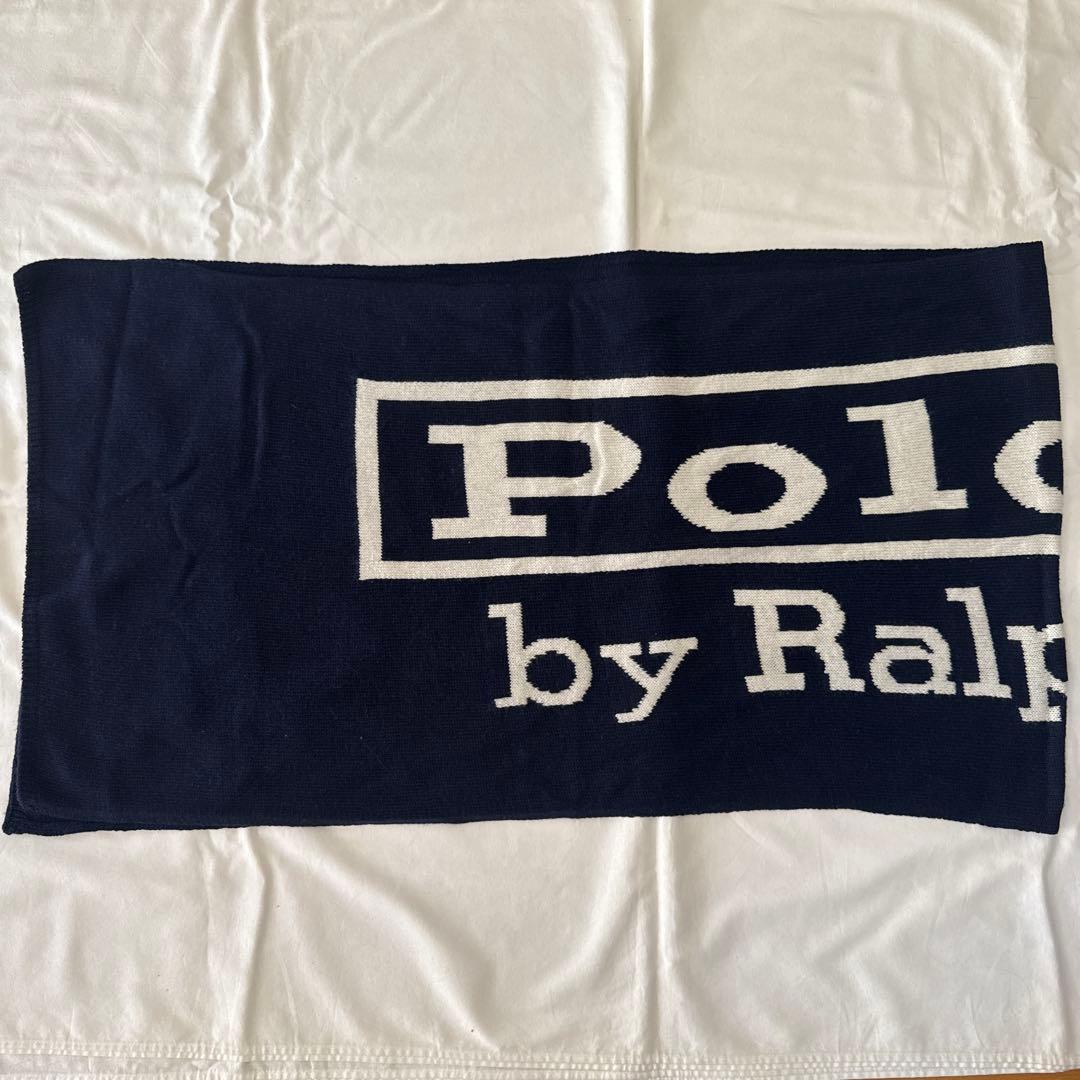 POLO RALPH LAUREN ビッグロゴ マフラー ネイビー