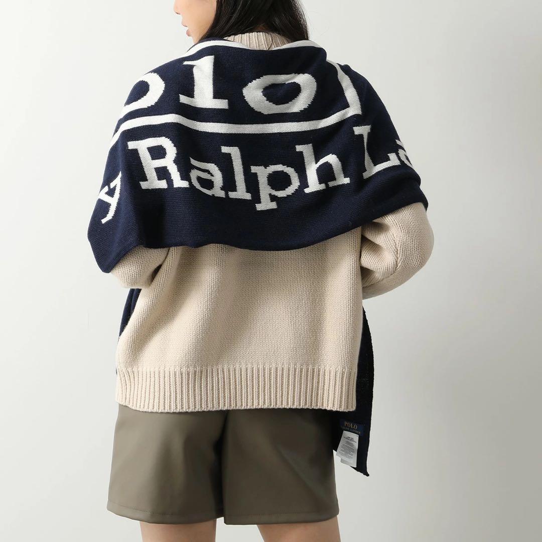 POLO RALPH LAUREN ビッグロゴ マフラー ネイビー