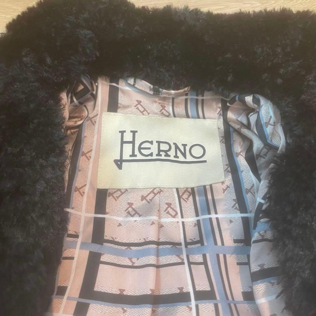 【HERNO】ヘルノ カーリーエコファー ショート ジャケット ブラック 40