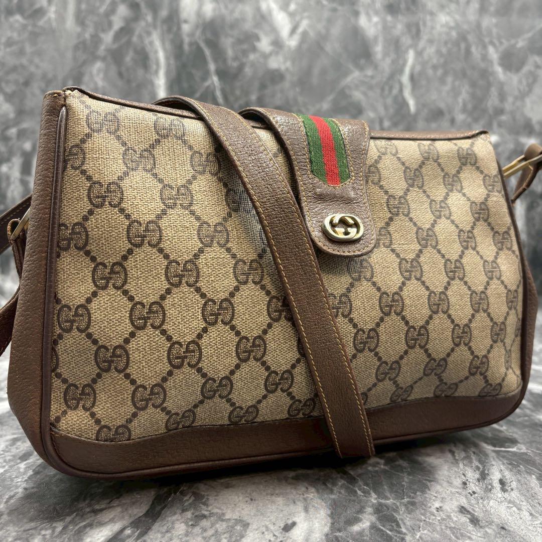 ✨美品✨GUCCI GG シェリーライン ショルダーバッグ ベージュ 金具 ロゴ