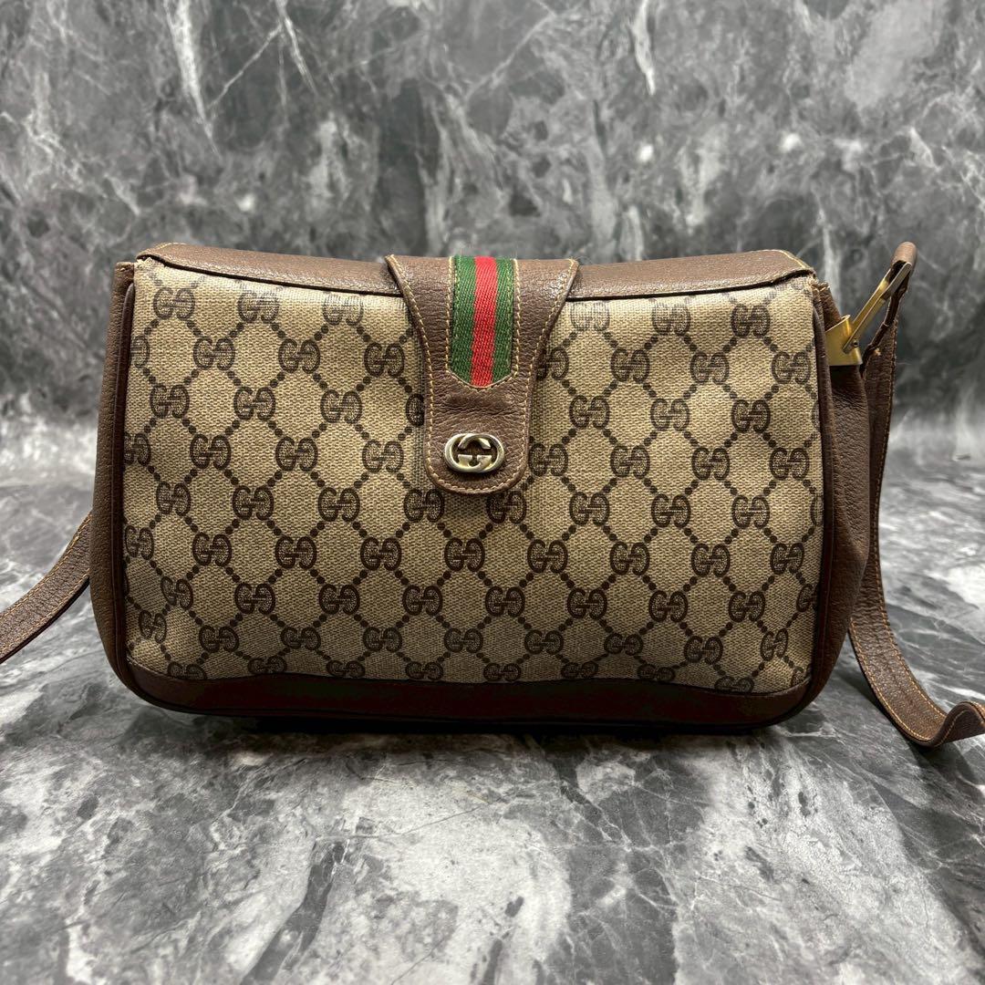 ✨美品✨GUCCI GG シェリーライン ショルダーバッグ ベージュ 金具 ロゴ