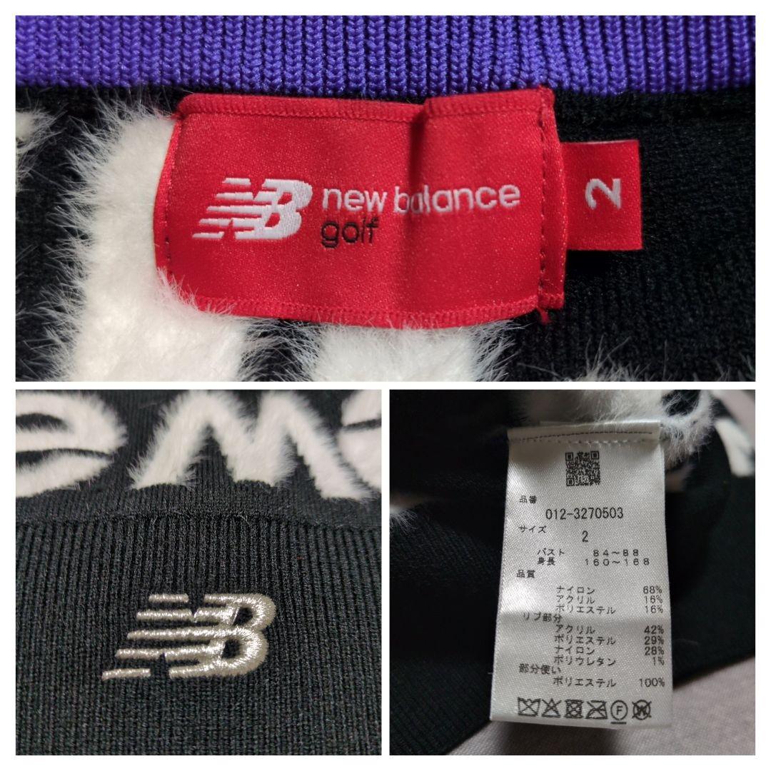 ニューバランスゴルフ タイプライターロゴ クルーニット ゴルフウェア黒 Ｌ相当