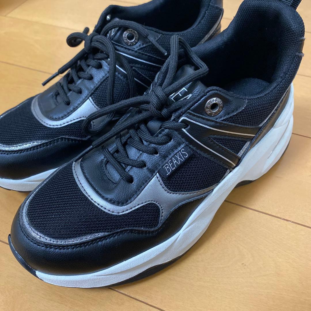 ビーアクシス ウエイトコアスニーカー ダイエット 体幹 トレーニング M黒/白