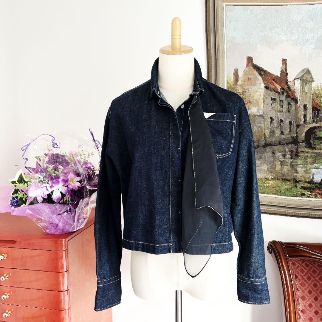 美品　ブルネロクチネリ デニム　ジャケット　スカーフ付　ブルゾン　シルク