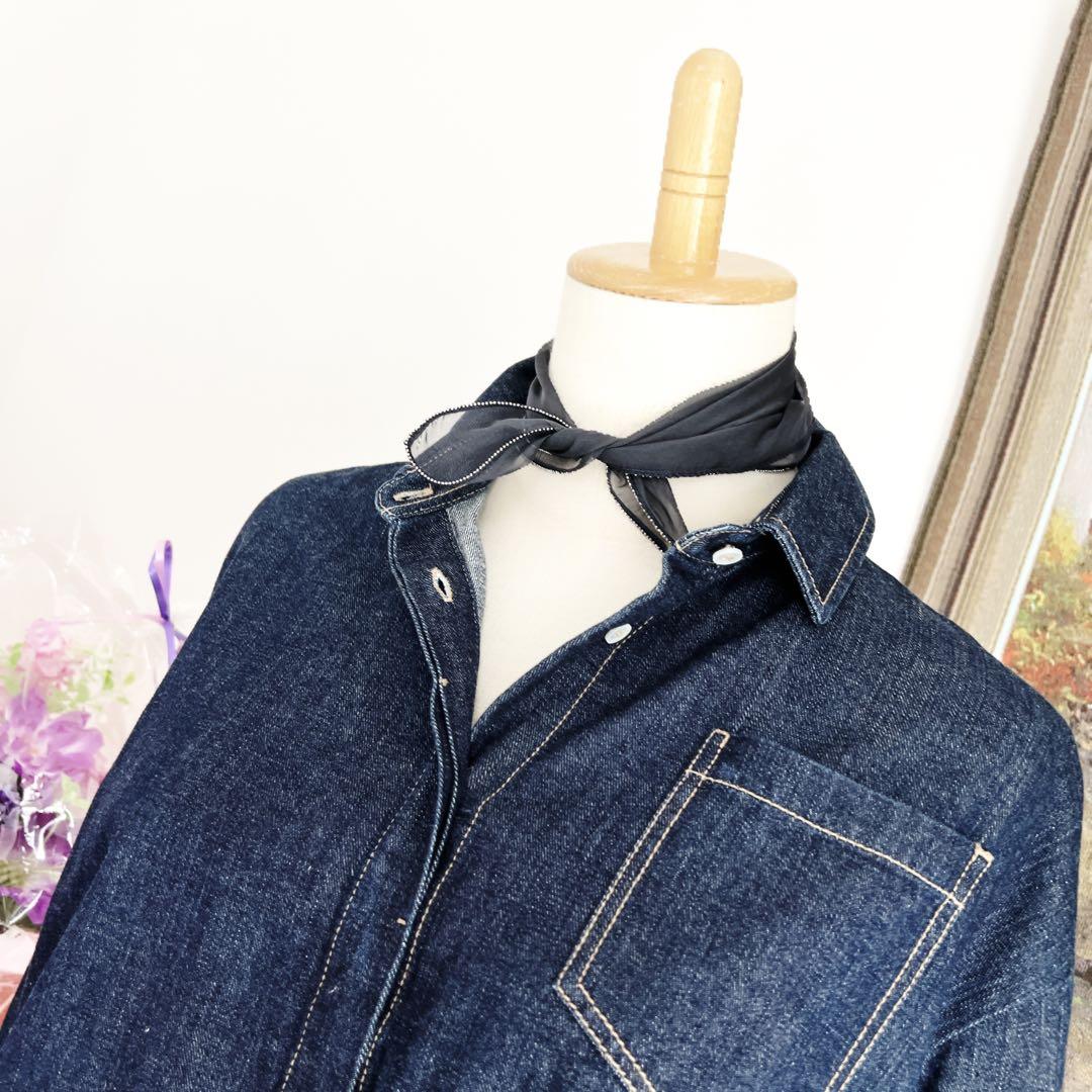 美品　ブルネロクチネリ デニム　ジャケット　スカーフ付　ブルゾン　シルク