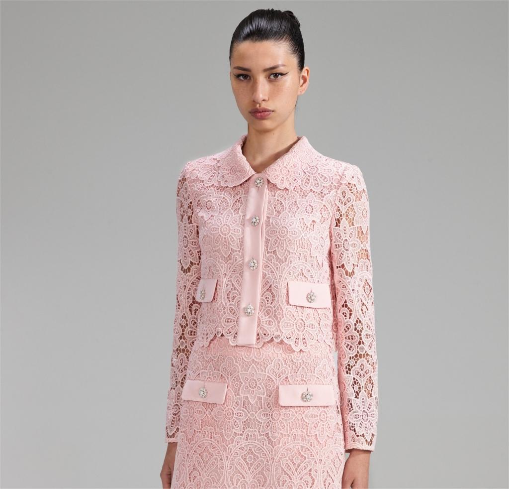 m*e様 セルフポートレイト ギピュール レース ジャケット ピンク UK8 未