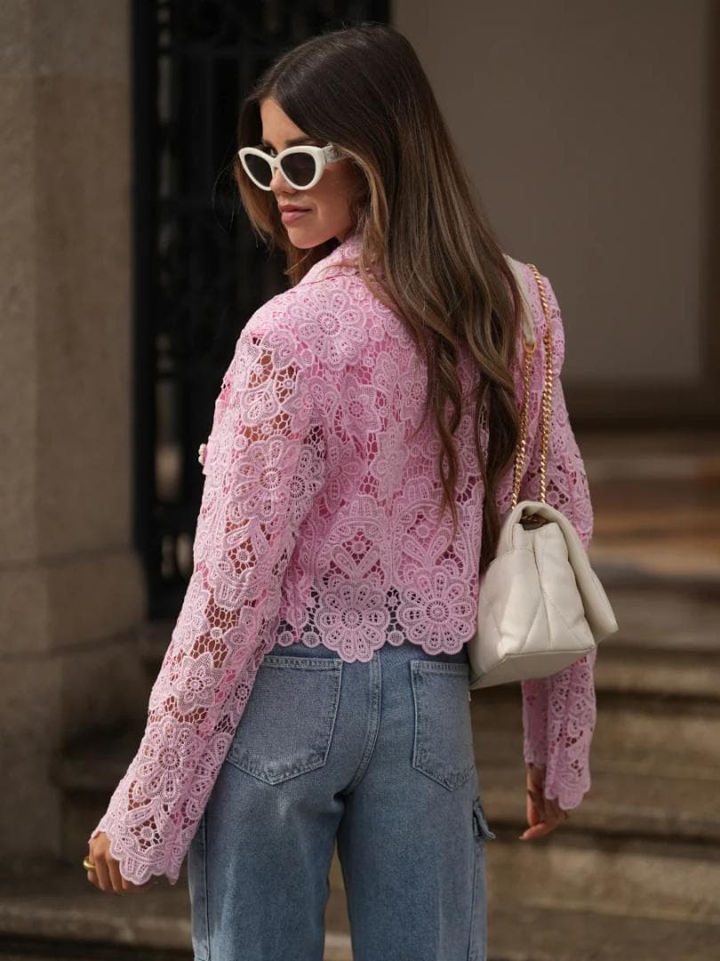 m*e様 セルフポートレイト ギピュール レース ジャケット ピンク UK8 未