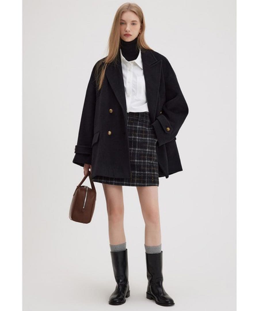 Fano Studios ダブルブレストウールハーフチェスターコート