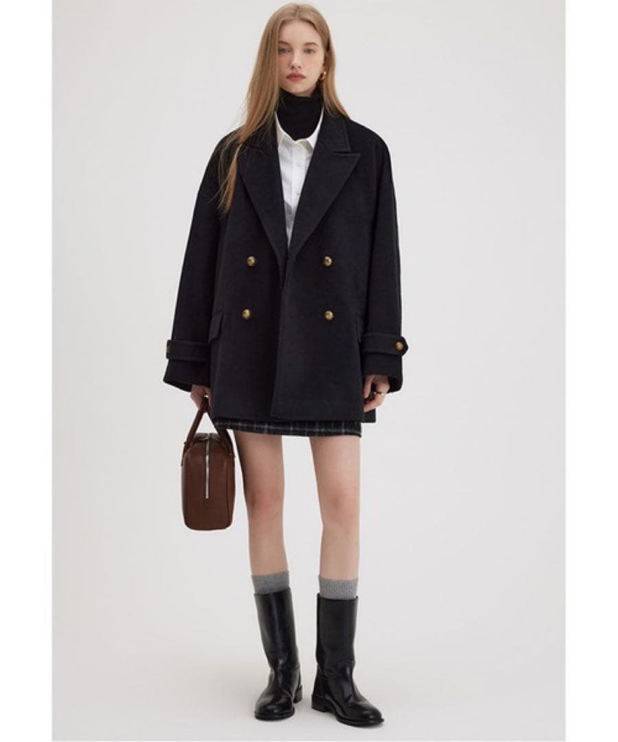 Fano Studios ダブルブレストウールハーフチェスターコート