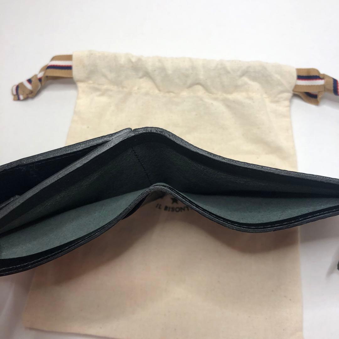 IL BISONTE ブラック レザー 二つ折り財布