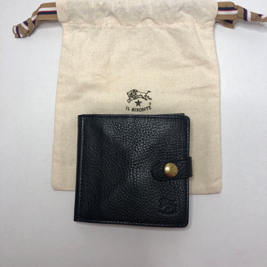 IL BISONTE ブラック レザー 二つ折り財布