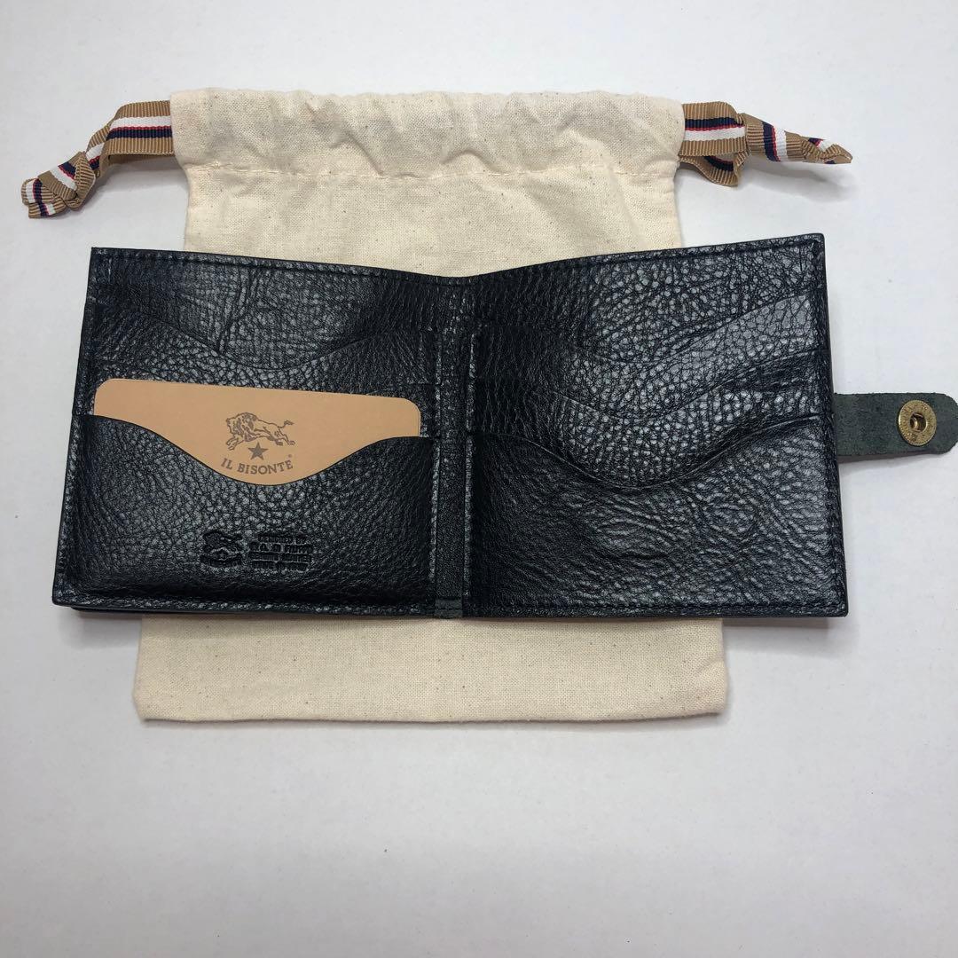 IL BISONTE ブラック レザー 二つ折り財布