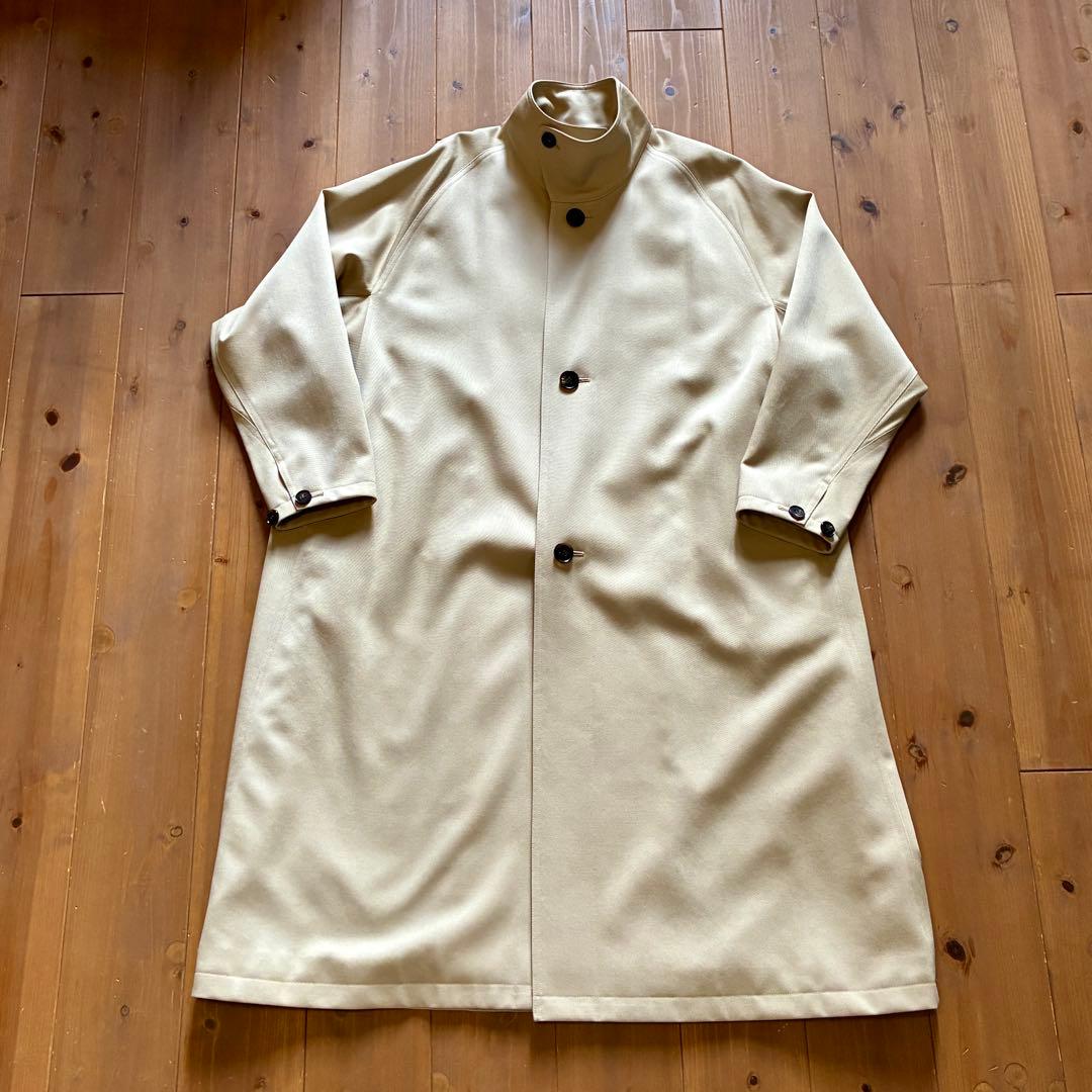 CABaN ウールギャバジン スタンドカラーコート 43 ベージュ Sサイズ