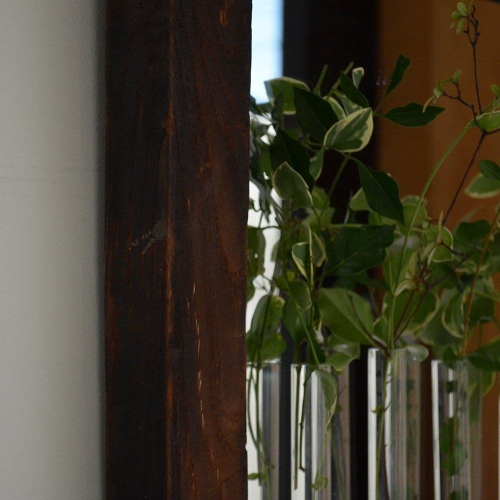 古木材　無垢　オールド　エルム　楡の木　ガラス管　ウォール　ミラー　壁掛け　鏡