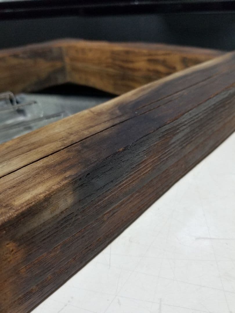 古木材　無垢　オールド　エルム　楡の木　ガラス管　ウォール　ミラー　壁掛け　鏡