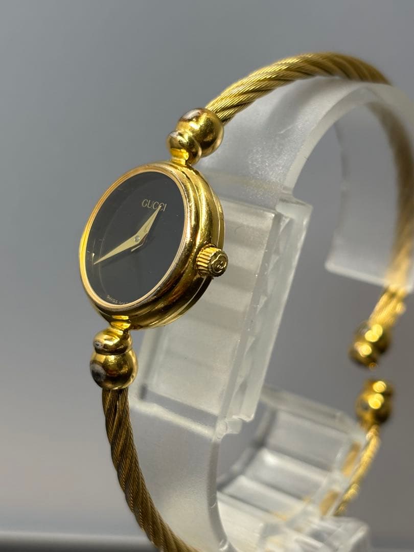【稼働品】GUCCI時計 2700.2.L ブラック ゴールド グッチ バングル