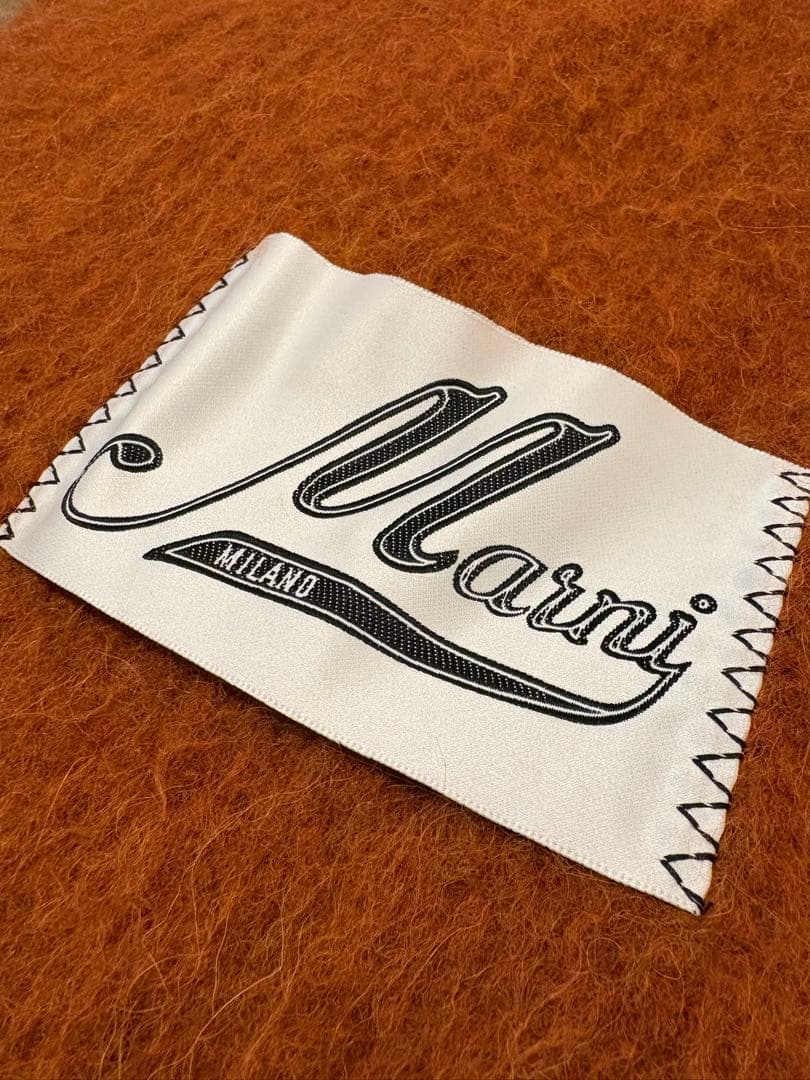 マルニジャパン 正規店 Marni オレンジ ウール マフラー フリンジ付き