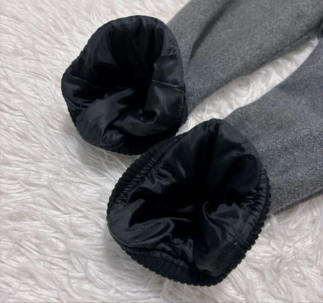 マリークワント スタジャン ブルゾン ブラック×グレー 刺繍 38 Ｍ相当 ボア