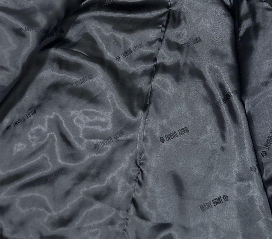 マリークワント スタジャン ブルゾン ブラック×グレー 刺繍 38 Ｍ相当 ボア