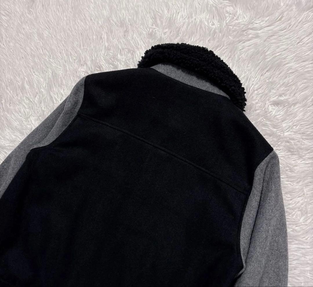 マリークワント スタジャン ブルゾン ブラック×グレー 刺繍 38 Ｍ相当 ボア