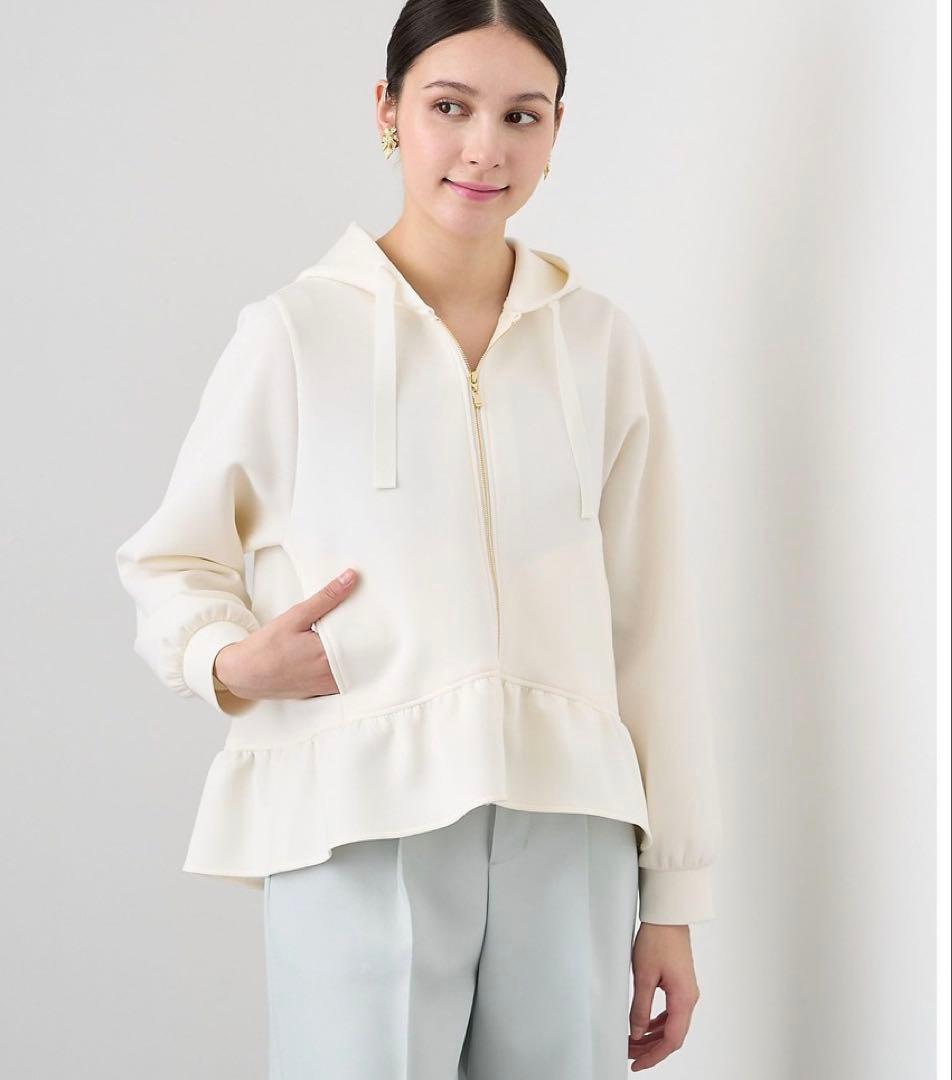 ANAYI　アナイ　ダブルジャージパーカー　38　フード付　ペプラムフーディ