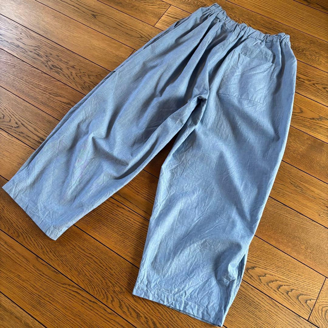 manna１度着用の美品⭐︎ミズイロインド シャンブレーワイドカーゴパンツ