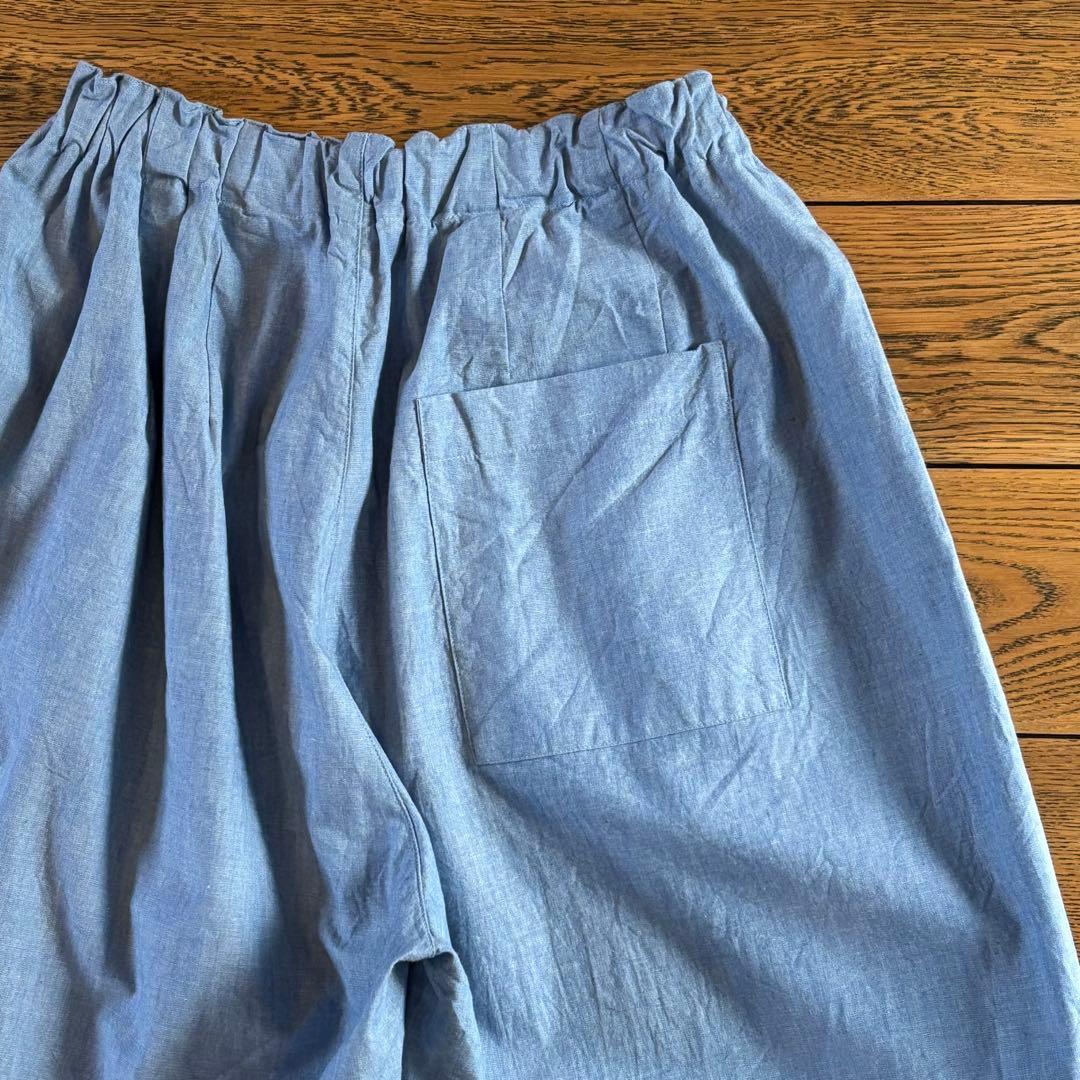 manna１度着用の美品⭐︎ミズイロインド シャンブレーワイドカーゴパンツ
