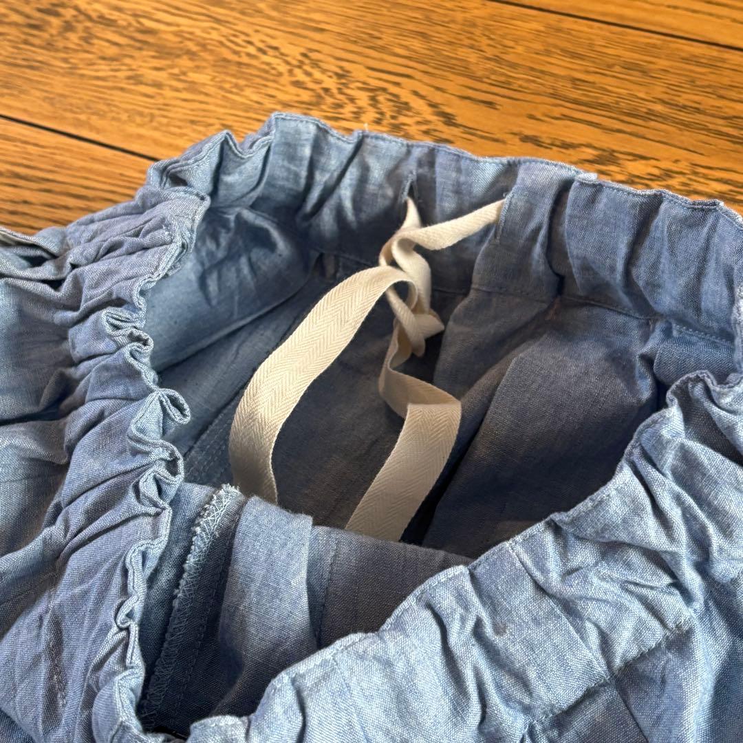 manna１度着用の美品⭐︎ミズイロインド シャンブレーワイドカーゴパンツ