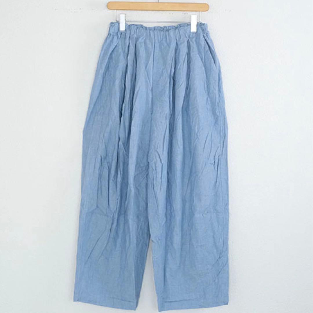 manna１度着用の美品⭐︎ミズイロインド シャンブレーワイドカーゴパンツ