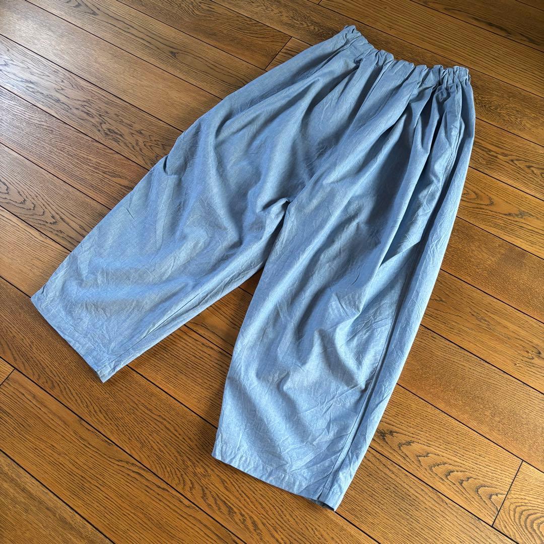 manna１度着用の美品⭐︎ミズイロインド シャンブレーワイドカーゴパンツ