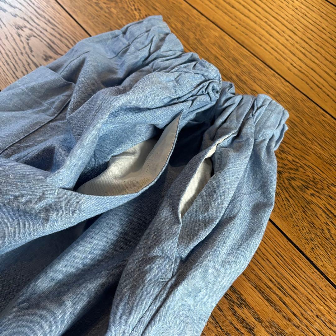 manna１度着用の美品⭐︎ミズイロインド シャンブレーワイドカーゴパンツ