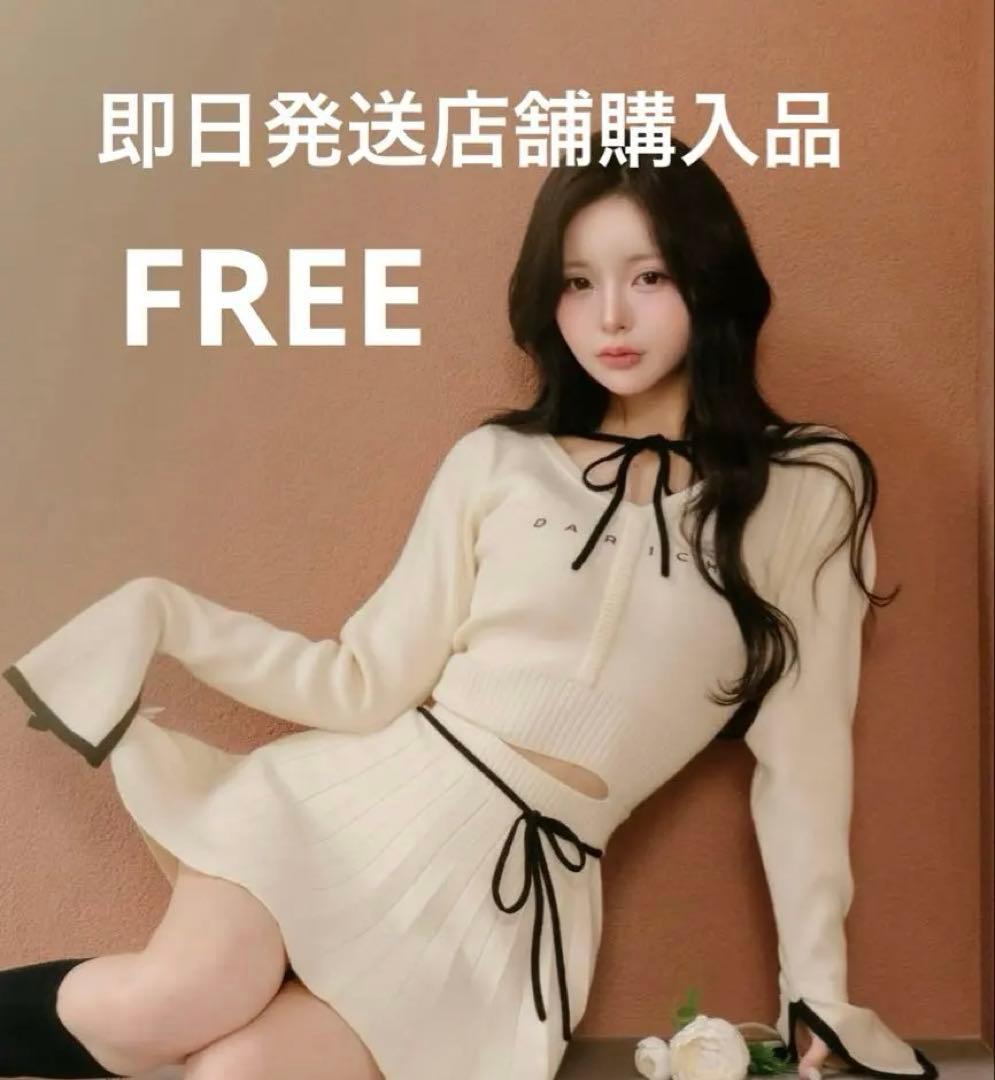 ウエストオープンリボンデザインニットミニワンピース ivo