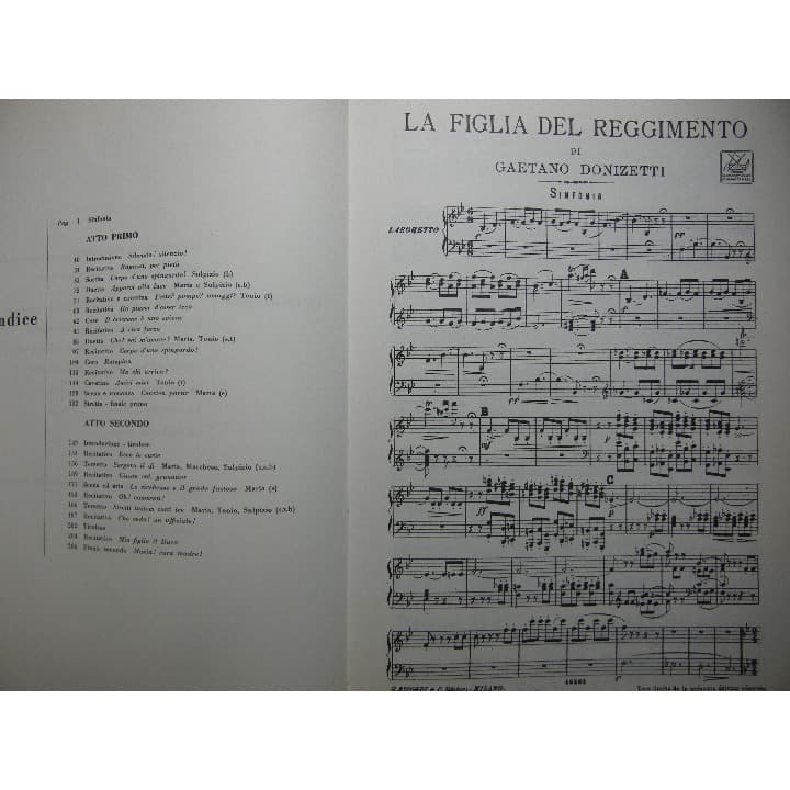 ドニゼッティ　連隊の娘　楽譜　ヴォーカルとピアノ（伊語）