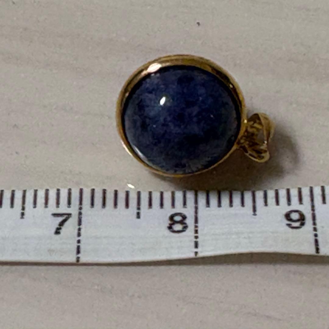 k18青色石の球形ペンダント