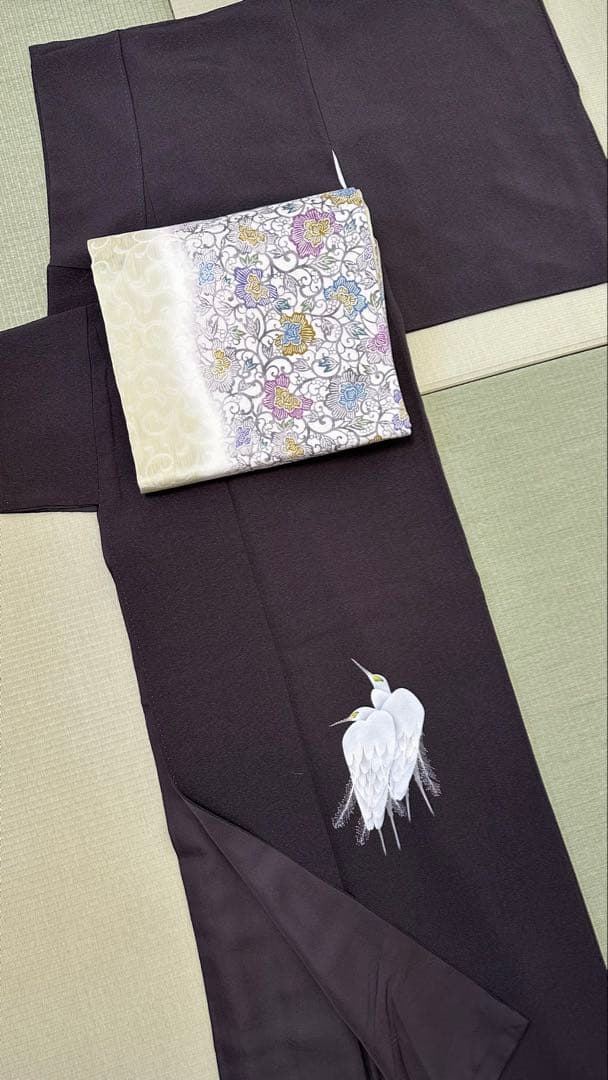 ③【美品】菅有鬼一　東京友禅　白鷺　付下げ　縫一つ紋　正絹　袷