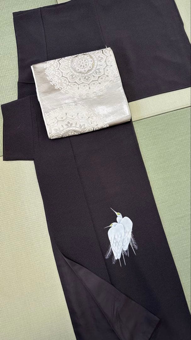 ③【美品】菅有鬼一　東京友禅　白鷺　付下げ　縫一つ紋　正絹　袷