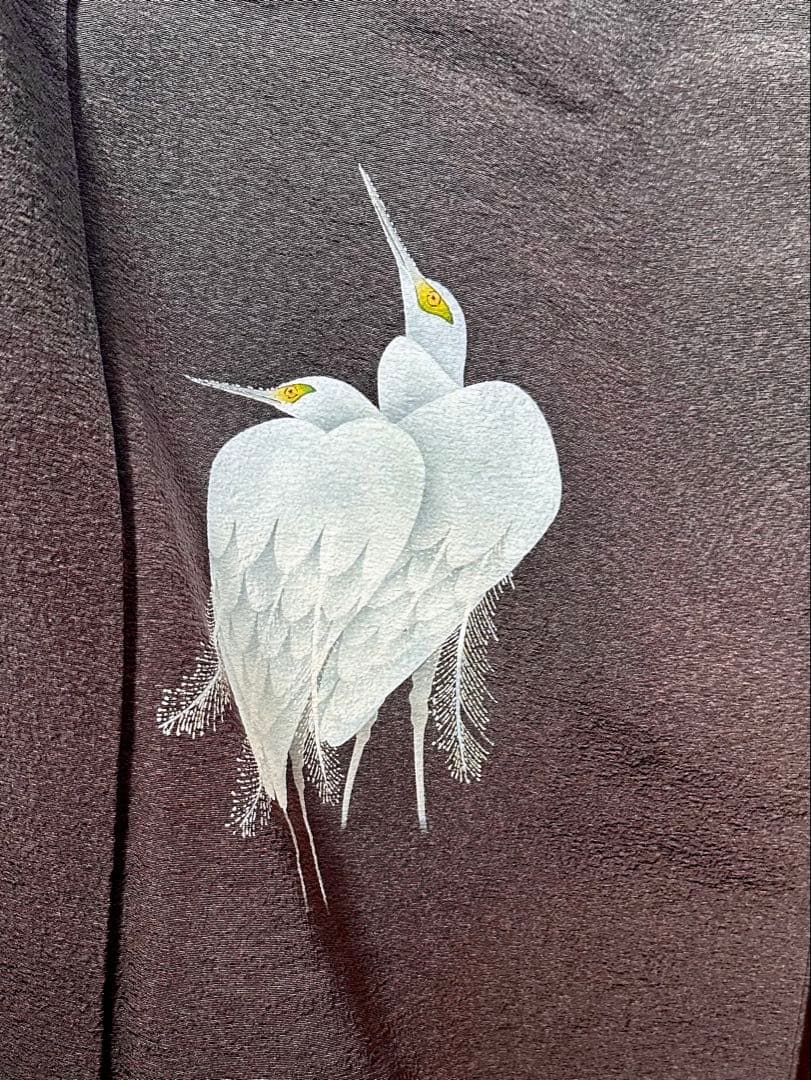 ③【美品】菅有鬼一　東京友禅　白鷺　付下げ　縫一つ紋　正絹　袷