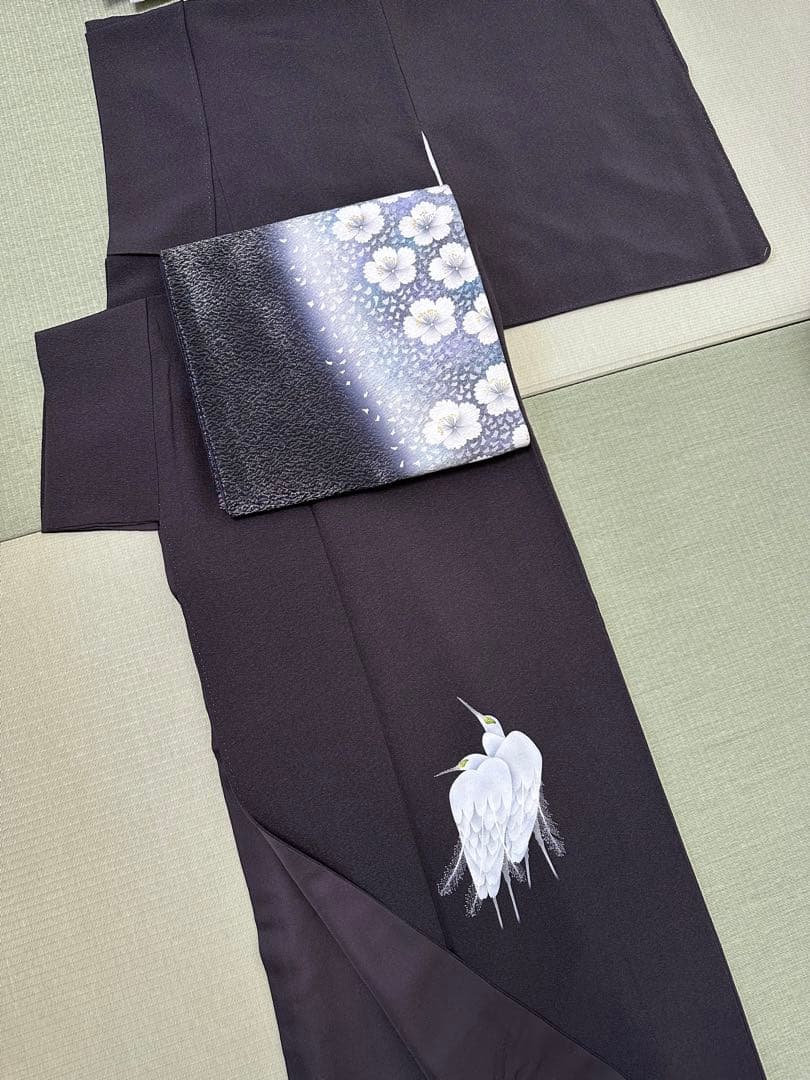 ③【美品】菅有鬼一　東京友禅　白鷺　付下げ　縫一つ紋　正絹　袷