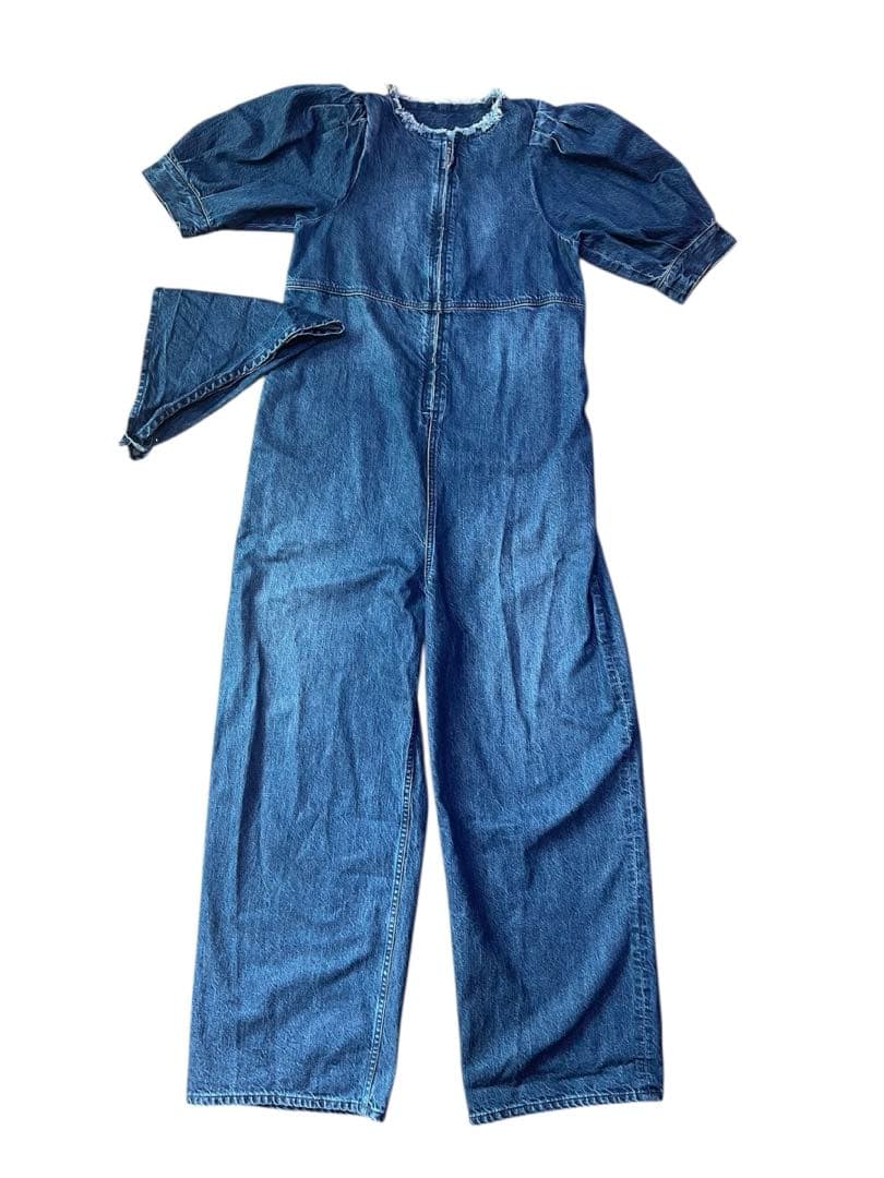 イエナ/アッパーハイツ M パフスリーブデニムオールインワン2025