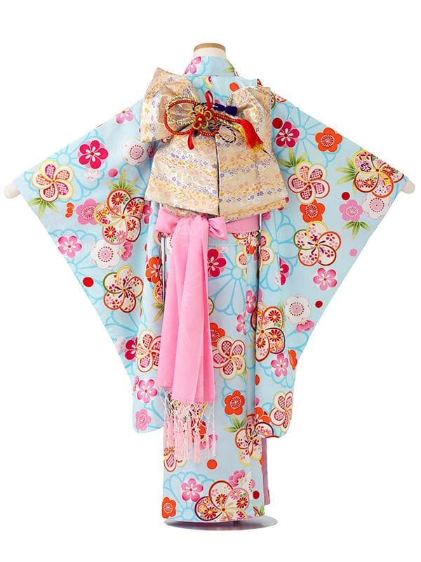 四つ身セット　ねじり梅柄　ブルー