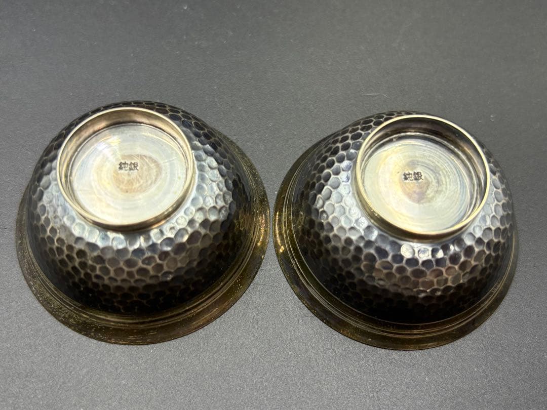 三越 純銀 銀杯 鎚目 酒盃 猪口