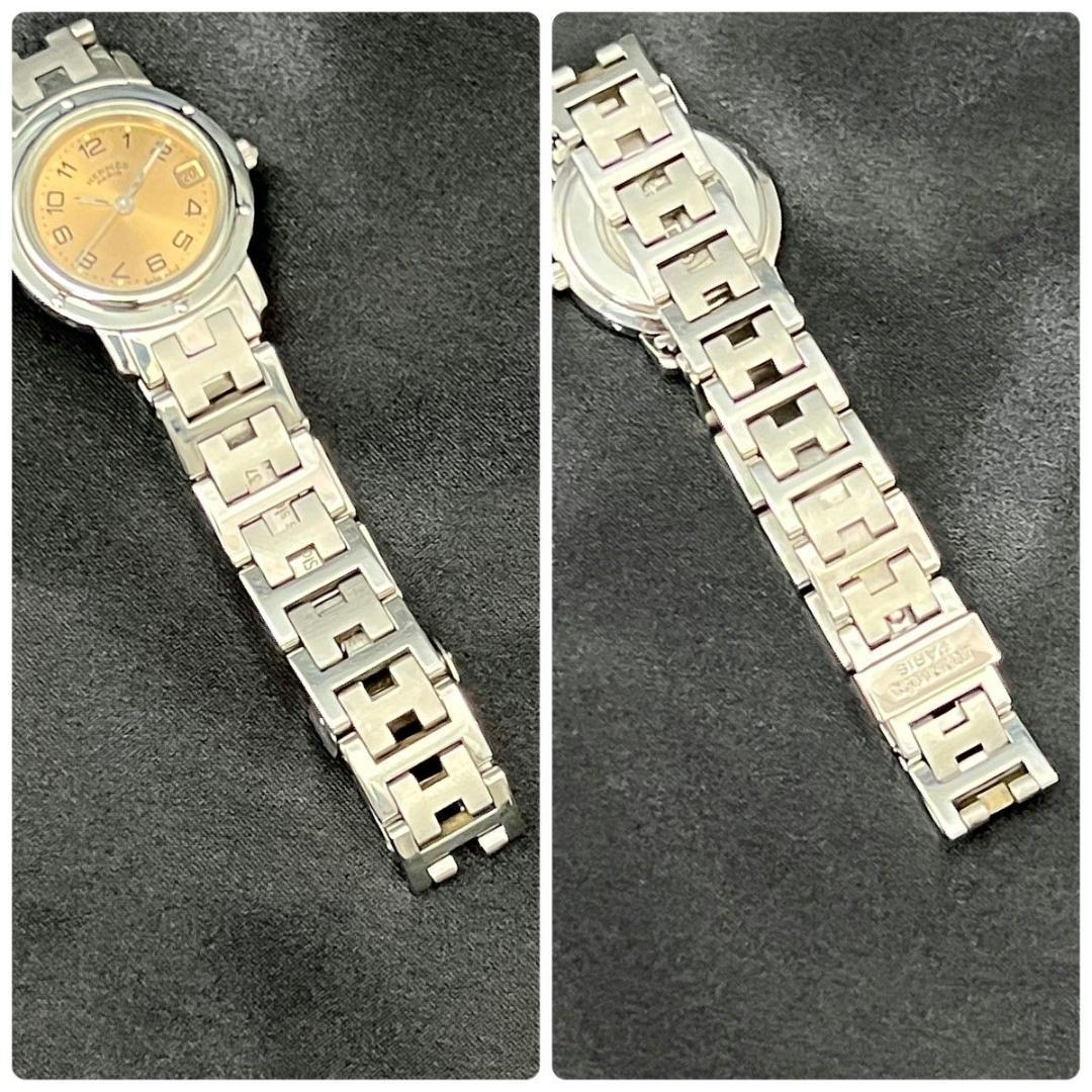 【新品電池】 エルメス クリッパー アイボリー文字盤 シルバーブレスレット 稼働