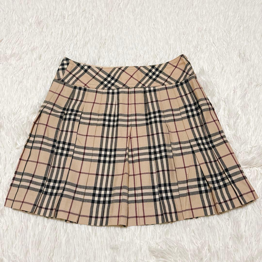 バーバリーブルーレーベル ノバチェック スカート ベージュ ロゴベルト 三陽商会