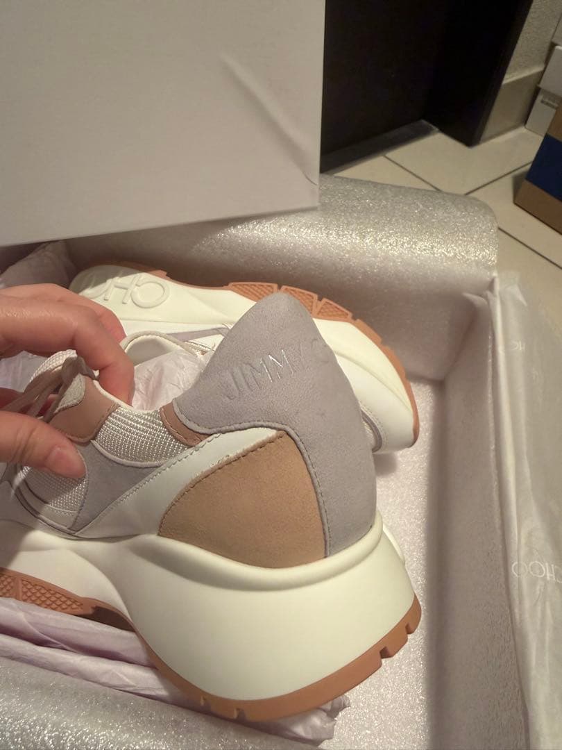 【新品未使用】Jimmy Chooレザースエードスニーカー