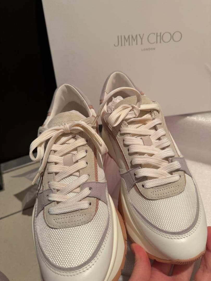 【新品未使用】Jimmy Chooレザースエードスニーカー