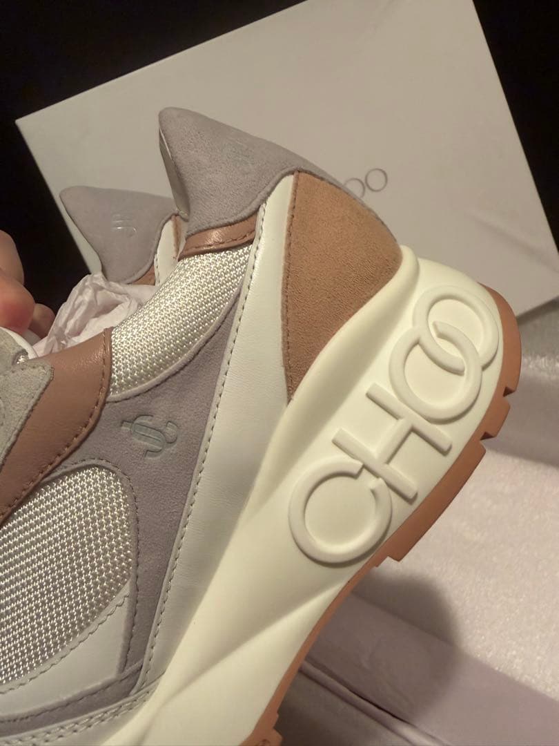 【新品未使用】Jimmy Chooレザースエードスニーカー