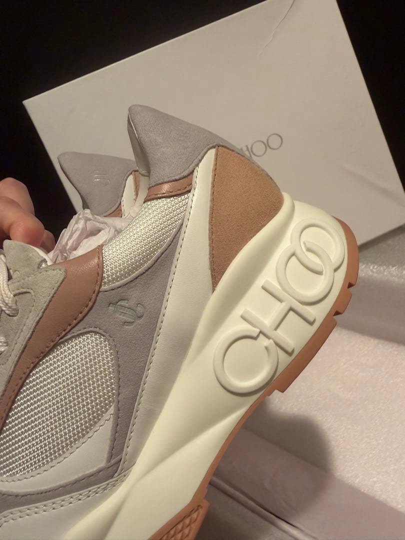 【新品未使用】Jimmy Chooレザースエードスニーカー